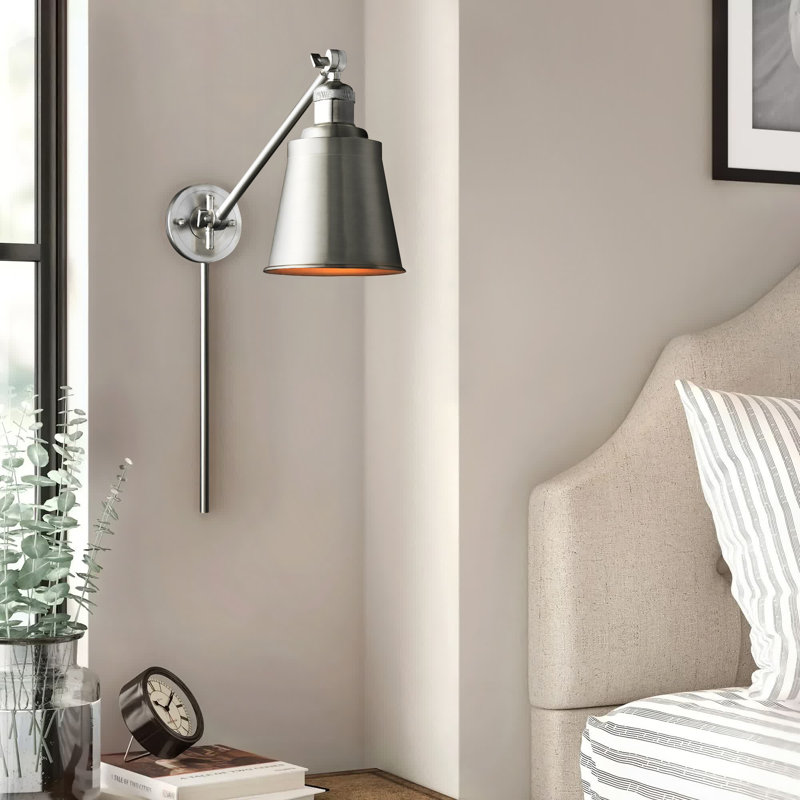 Lavender Hill Plug-in Swing Arm Sconce, Brushed Satin Nickel, LED
