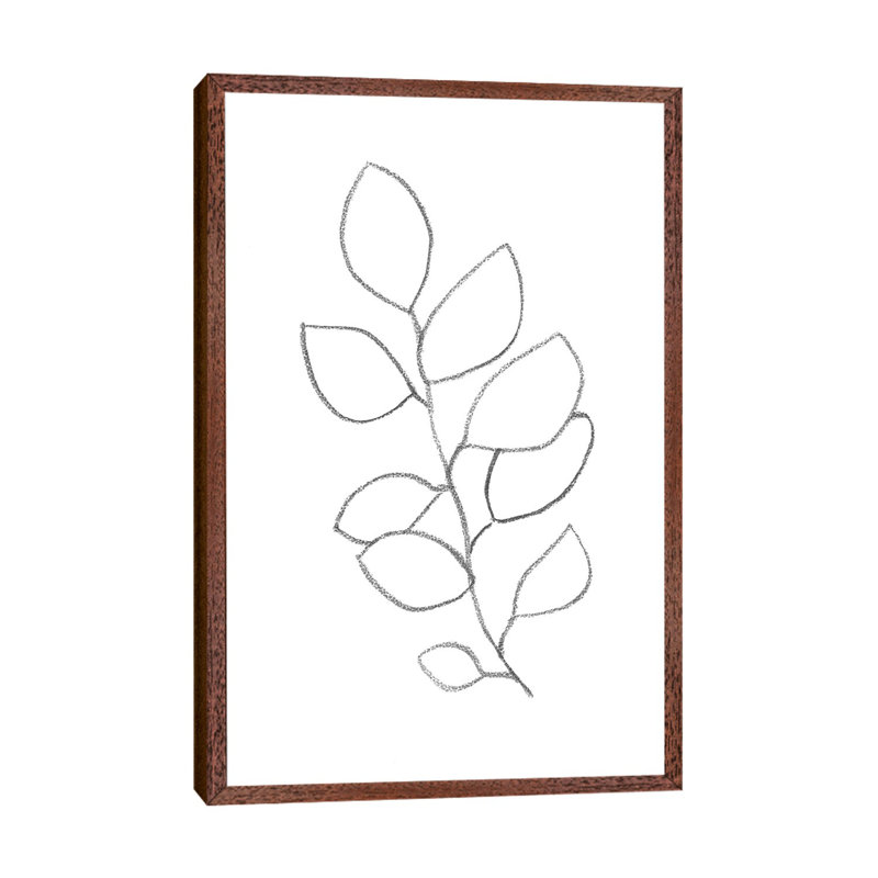 Botanical Minimal Line - Print on Canvas, 101.6cm H x 66.04cm W x 3.81cm D, Classic Brown Wood Framed
