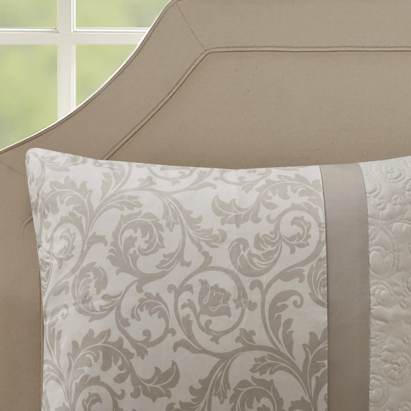 Ramsey Neutral Embroidered Microfiber King Comforter Set