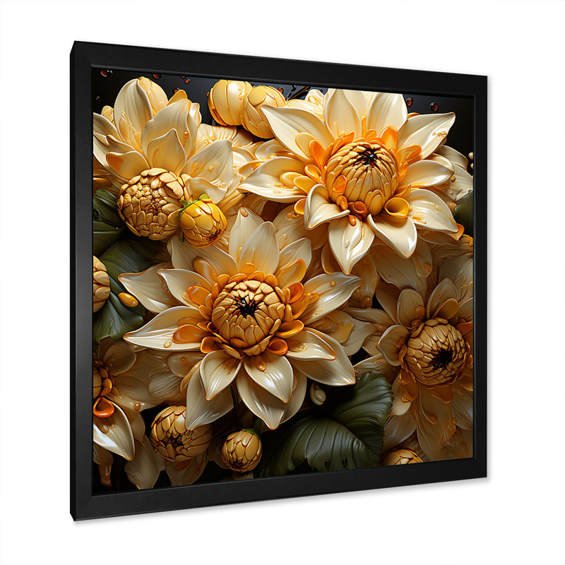 Tournesols avec abat-jour, H 16 po x l 16 po x P 1 po, Cadre simple noir