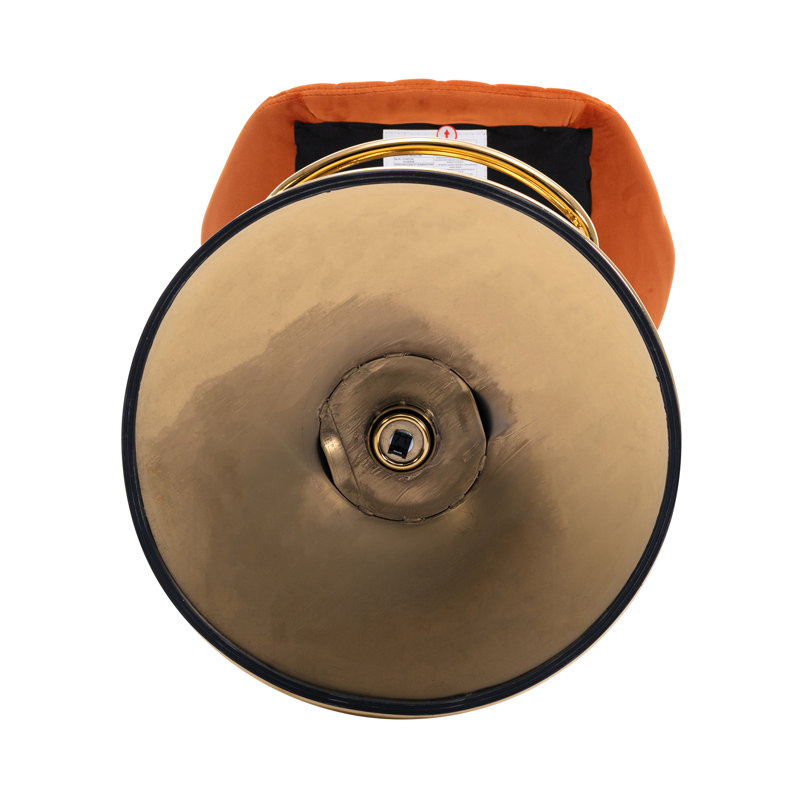 Orange Velvet Adjustable Swivel Bar Stools with Gold Base