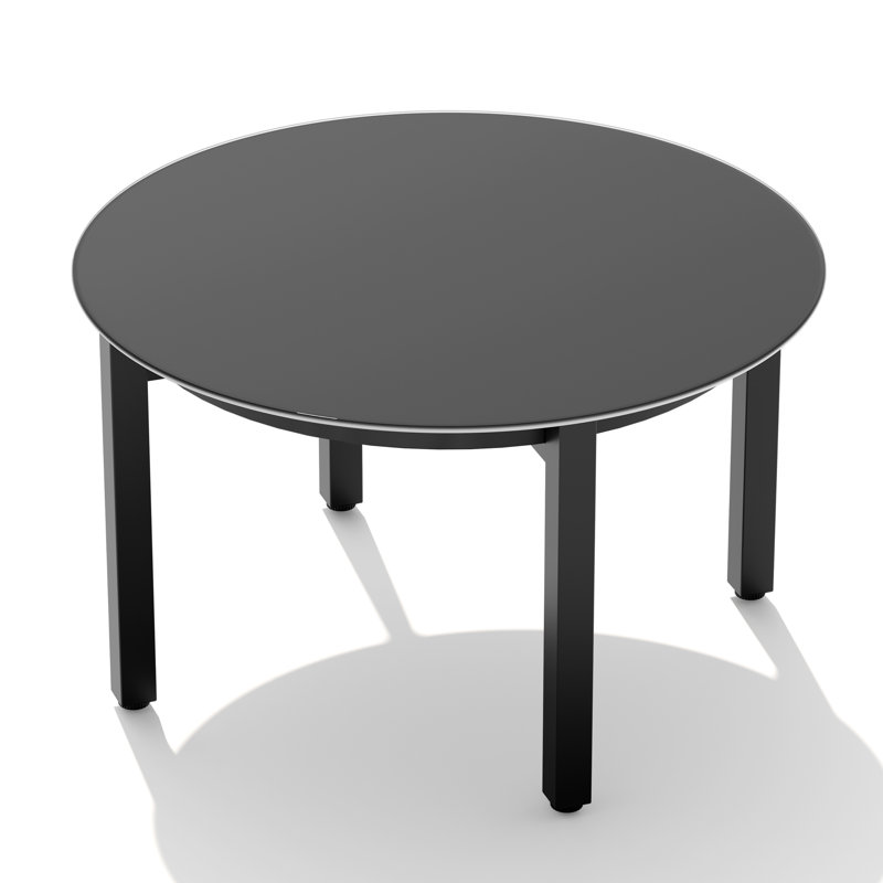 Table basse avec plateau en verre trempé, Noir, 16.5''