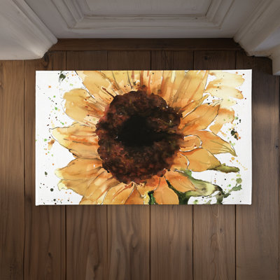 Big Sunflower Brown Flowers Door Mat | Indoor Outdoor Decor
