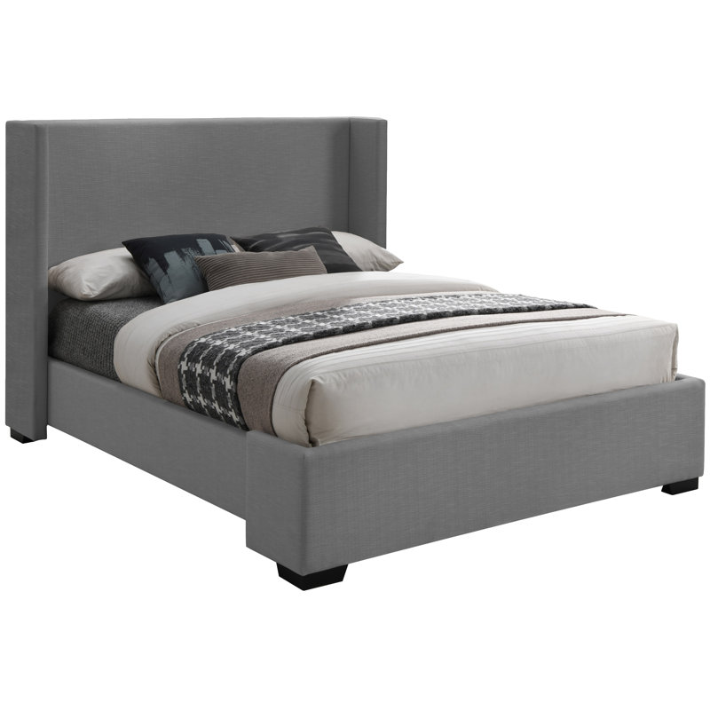Oxford Tachani Upholstered Platform Bed, Full, Grey Linen Textured Fabric