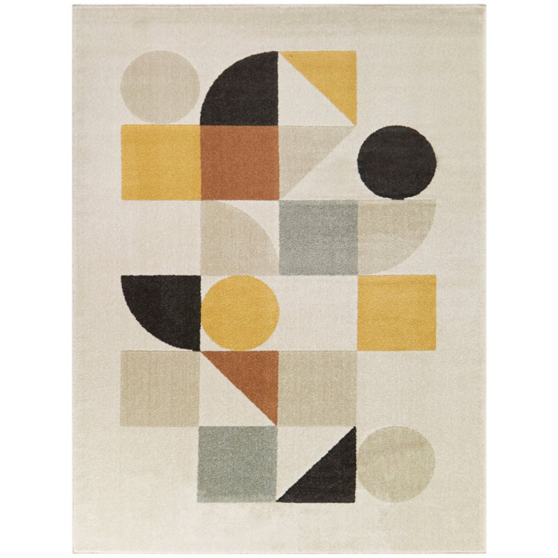 Tapis crème / noir / brun Vanzandt, Rectangle 7 pi 10 po x 10 pi