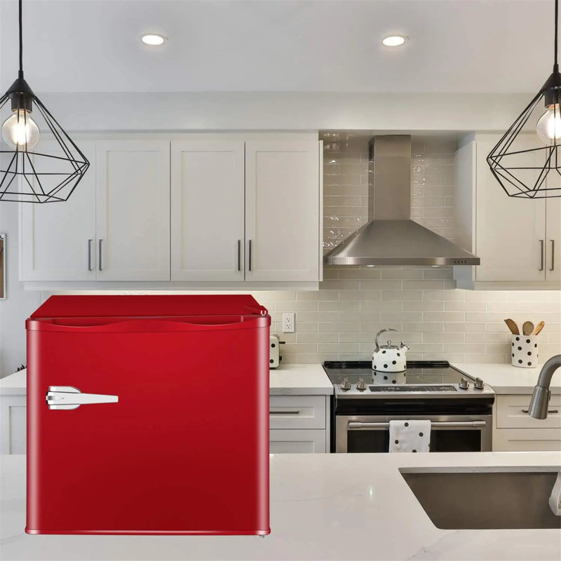 R.W.FLAME 1.2 Cubic Feet cu. ft. Compact Mini Freezer with Adjustable Temperature Controls, Red