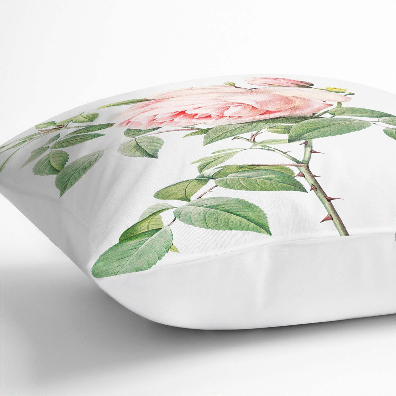 Floral Square Throw Cushion, White, 55cm H x 55cm W x 20cm D