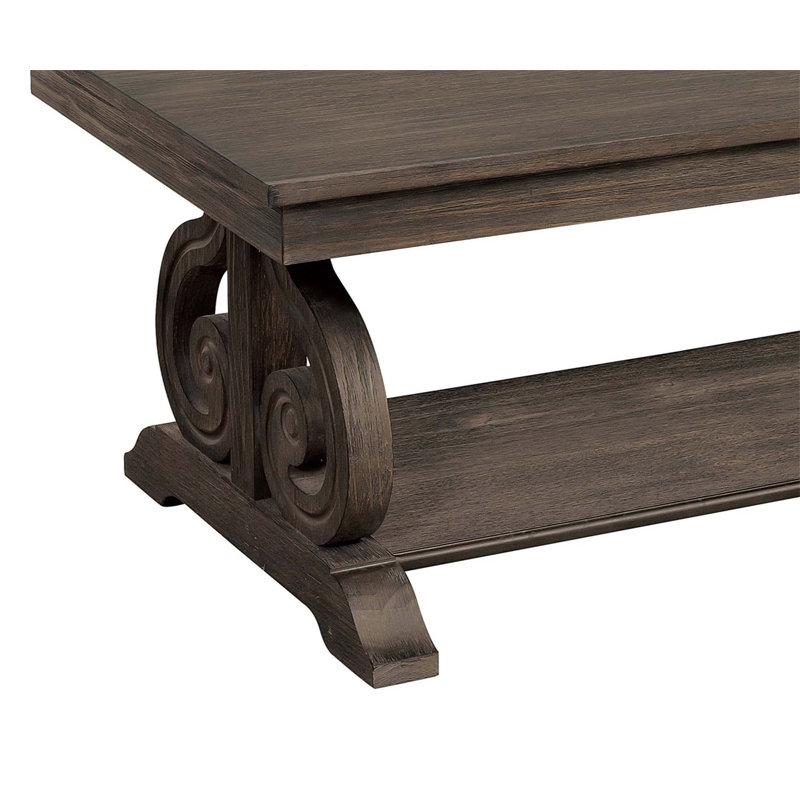 Table basse classique avec plateau inférieur en chêne foncé classique