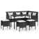 L-shaped Couch Sofa Set 5 Piece with Cushions Poly Rattan