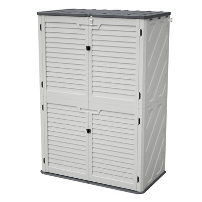 White Plastic Rust Proof Garden Equipment Storage With Adjustable Partitions For Organized Management Of Supplies And Items Easy Assembly Steps Different Areas Spacious Cabinet Partition Design