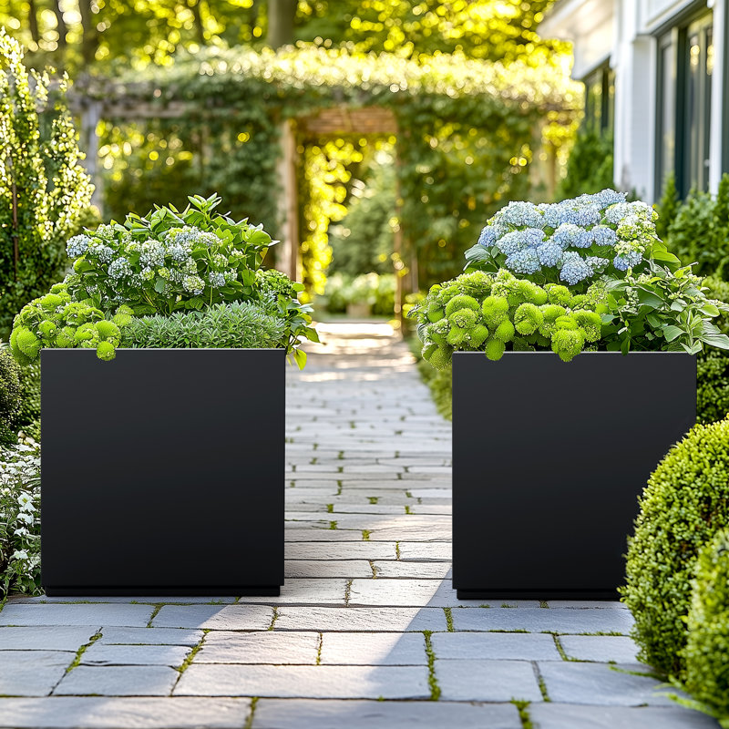 Grande jardinière rectangulaire - Boîte à fleurs rectangulaire en métal avec trous de drainage pour une utilisation intérieure et extérieure