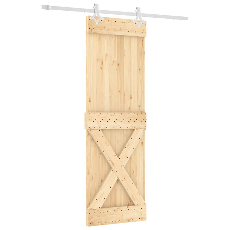 Porte coulissante avec quincaillerie Vidaxl, 27,6 po x 82,7 po, Blanc/naturel