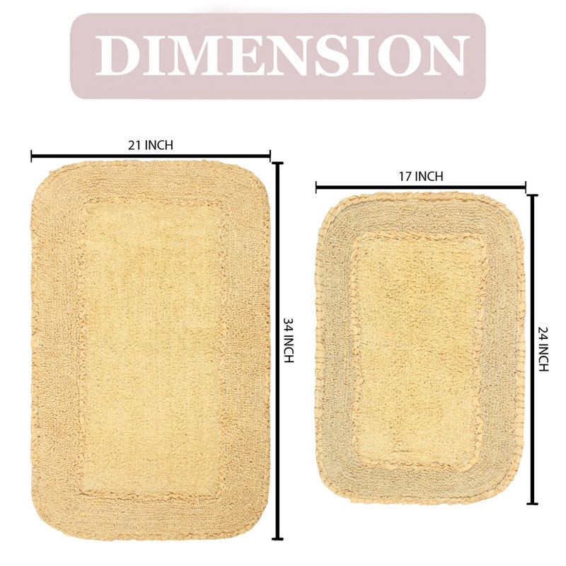 Ensemble de 2 tapis de bain en coton Aceyon, Jaune