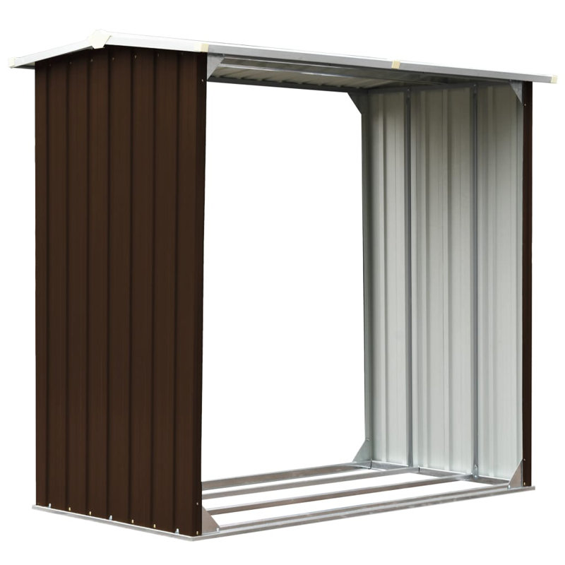 Log Storage Shed Galvanised Steel, Brown