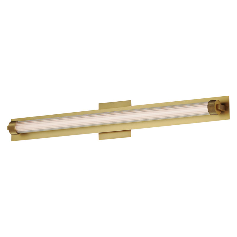 Delice LED Flush Mounted Sconce, 4.75" H x 30" W x 3" D, Natural Aged Brass