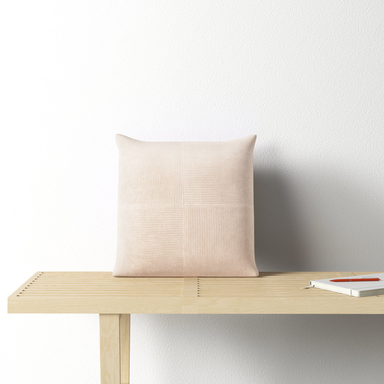 Selma Cotton Throw Pillow, Beige, 18" x 18"