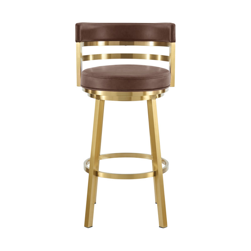 Tabouret de bar ou de comptoir pivotant Deherrera, Tabouret de bar (siège d'une hauteur de 30 po), Brun, Doré