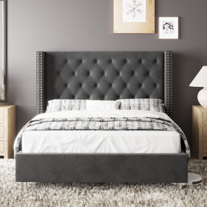 Dryden Tufted Upholstered Low Profile Bed Full Grey