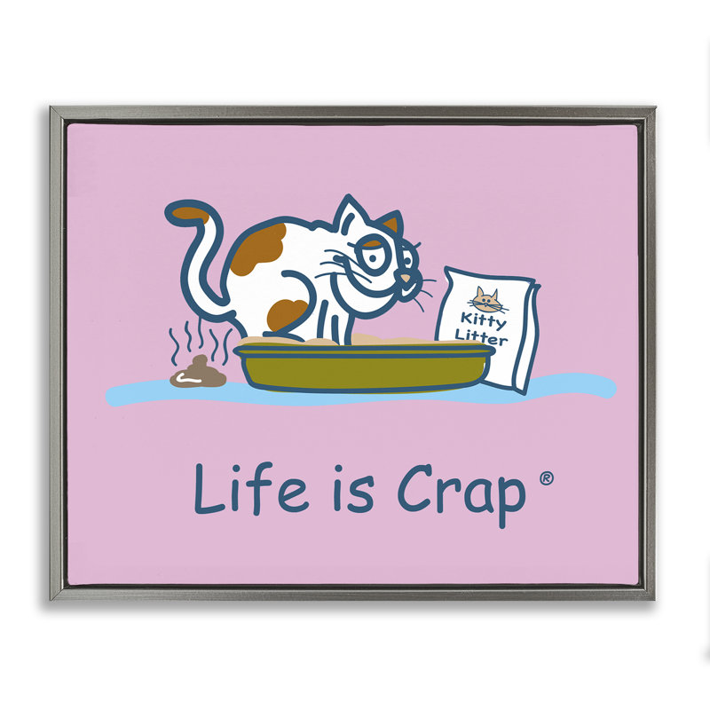«Kitty Litter Funny Floater Canvas» par LIC, Cadre flottant gris lustré, H 17 po x l 21 po