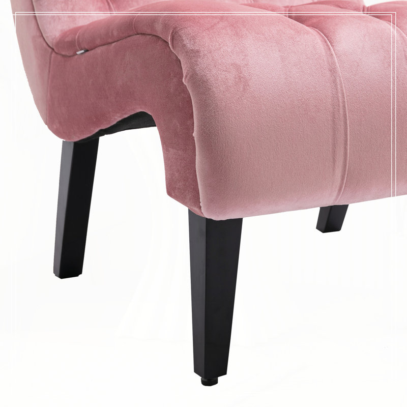 Fauteuil de salon en velours sans accoudoirs, Rose