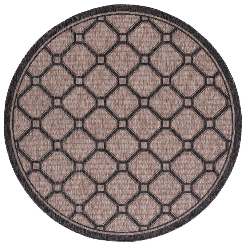 Tapis intérieur / extérieur à motif géométrique Sayde Performance, Rond 6 pi 7 po