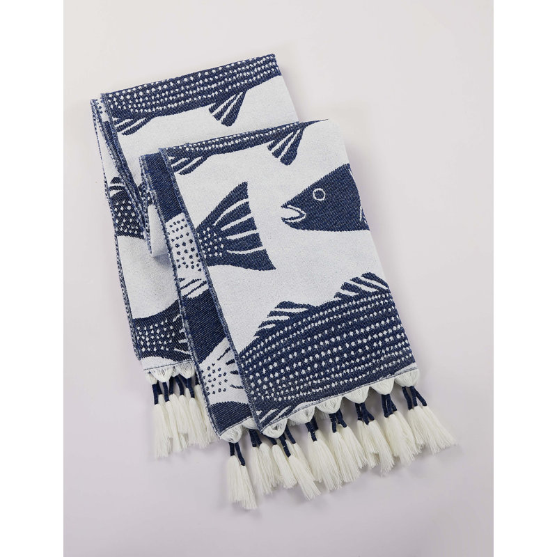 Striper Woven Throw Blanket/Tapestry, Blue/White