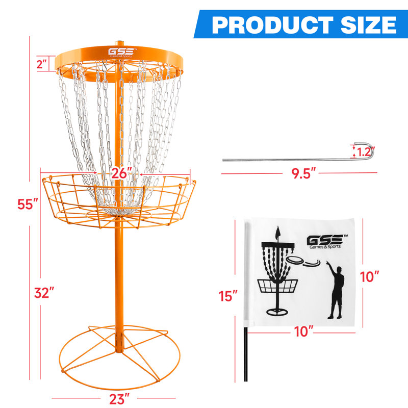 Panier de golf robuste à 24 chaînes GSE, cible de pratique professionnelle en métal, Orange
