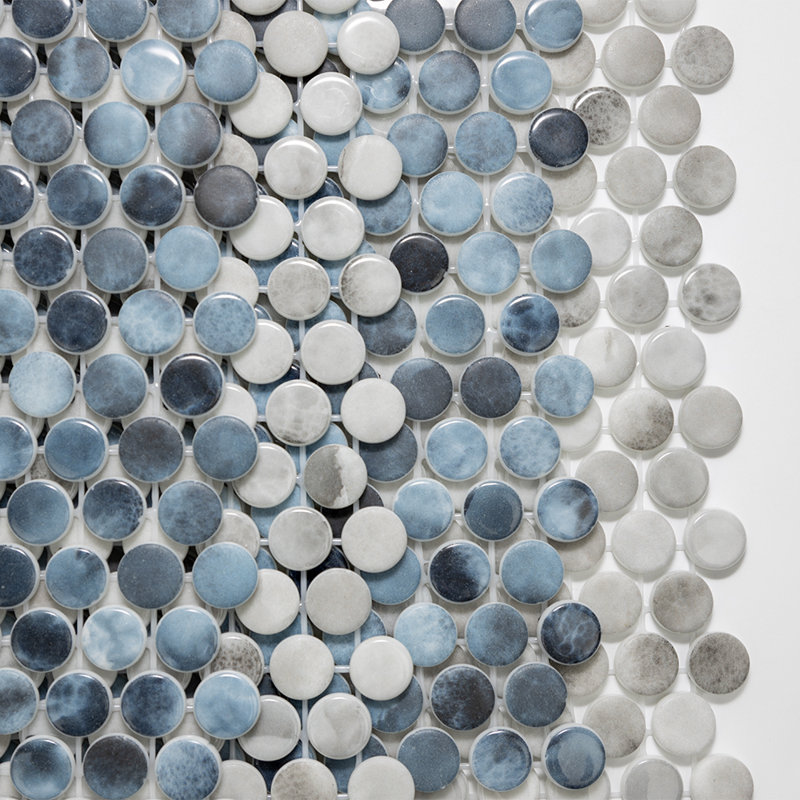 Carreau de mosaïque rond en verre 12 po x 12 po Eterna Penny, Hermes