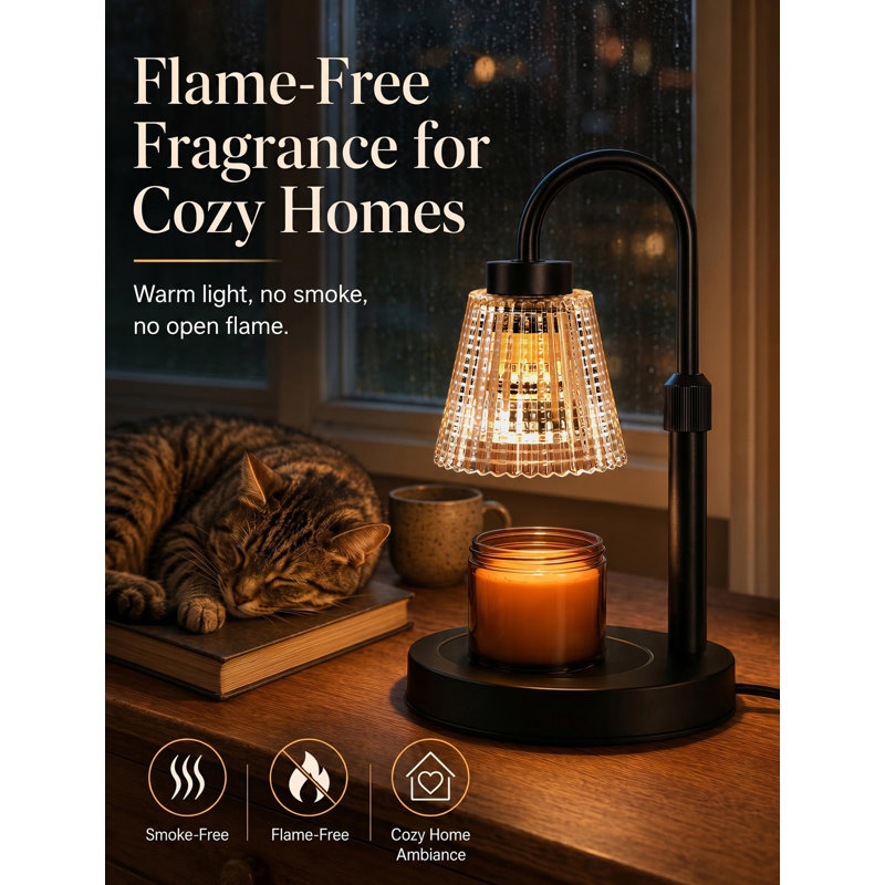 Lampe chauffe-bougie avec minuterie et variateur, cadeau d'anniversaire pour femme, hauteur réglable, 2 ampoules, minuterie 2/4/8 h, 4 niveaux de luminosité, chauffe-bougie électrique pour bougies en pot, décoration intérieure moderne
