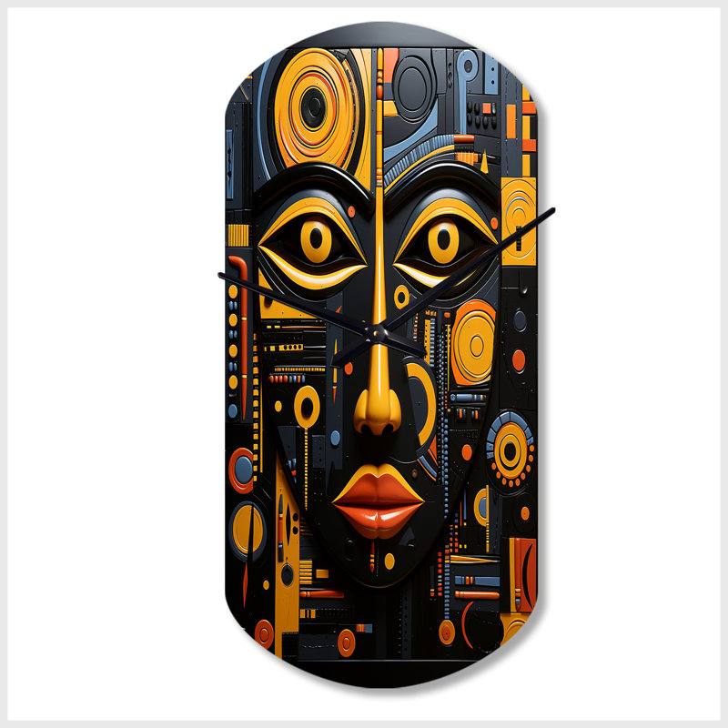 Horloge murale asymétrique «African Tribal Rhythms II» - art africain, Petit