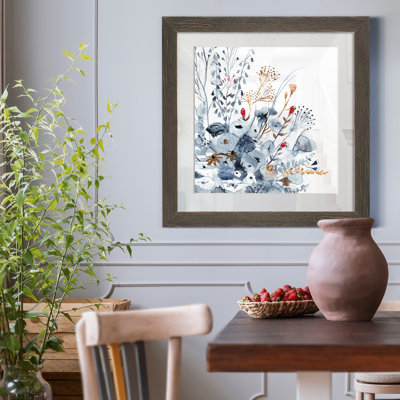 Indigo et ocre II - reproduction encadrée de qualité supérieure - prêt à être accroché - impression encadrée