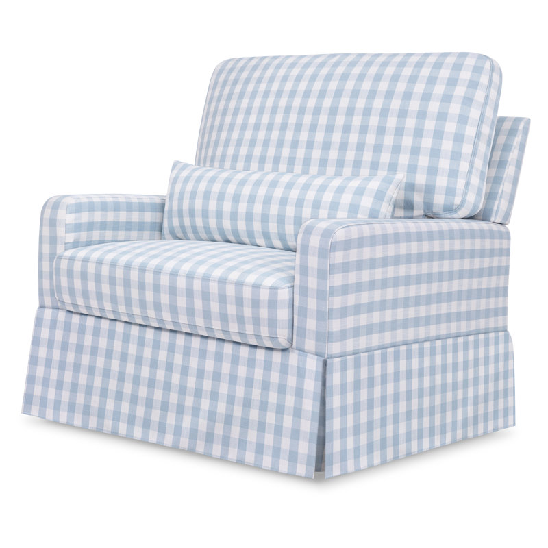 Crawford Pillowback Chair and a Half Upholstered Swivel Glider, Blue 