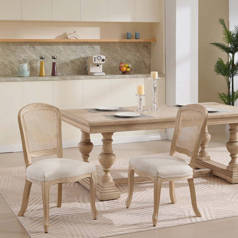 Chaises rembourrées avec dossier en T en rotin naturel