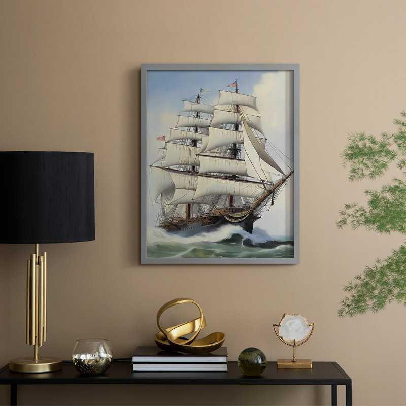 NAUTICAL Series Lxxi, reproduction encadrée - bois massif, Gris, H 21 po x l 17 po