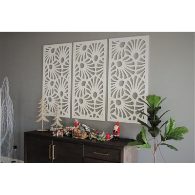 Panneau mural décoratif VIMA (Jellif) - L 48 po x l 24 po, panneau de PVC blanc avec écran de clôture privé pour la rénovation et la décoration murale