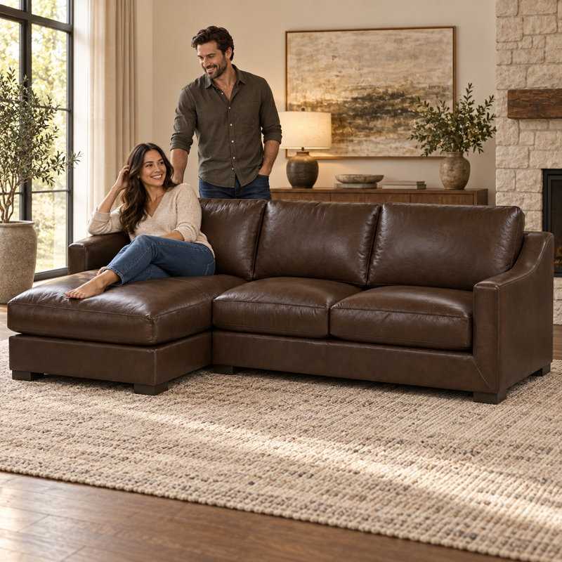 Ramba Classic RAF Boutique 100% Top Grain Leather Sofa, Made to Order, Berkshire Cocoa Mousse