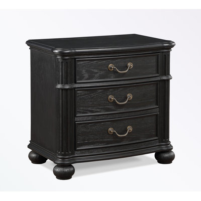 Nightstand with 3 Drawers and metal handles