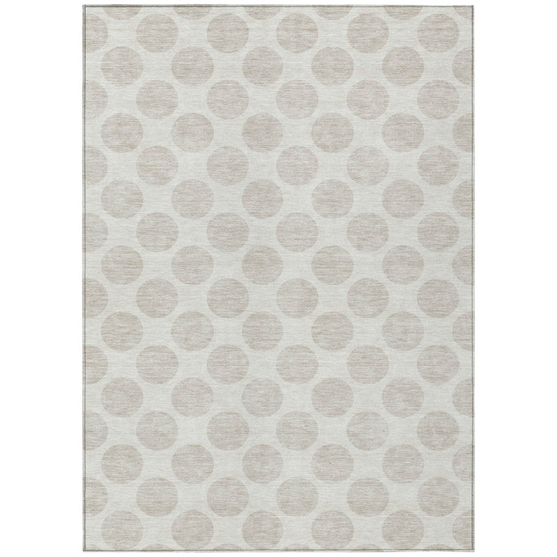 Tapis intérieur lavable à pois ivoire et gris 8 pi x 10 pi