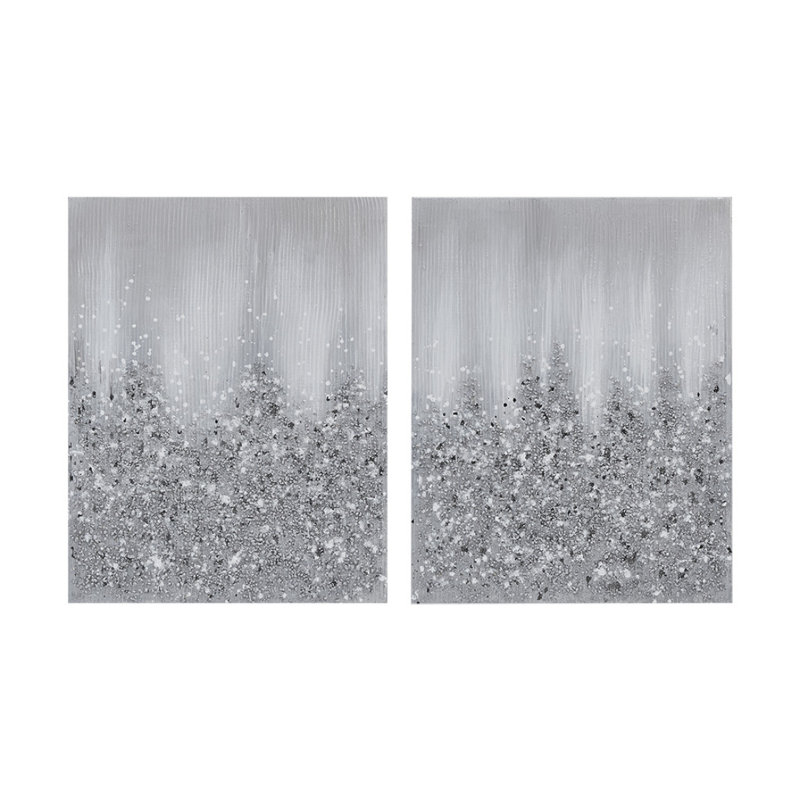 Ensemble d'art mural sur toile 2 pièces, Argent argent
