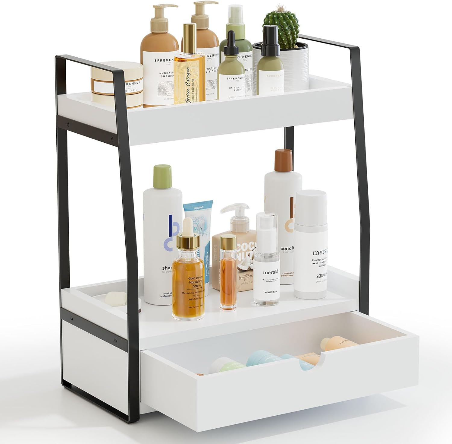 17 Stories 2-Tier Bathroom Counter Organizer with Drawer, Bathroom Organizers and Storage Countertop | Wayfair