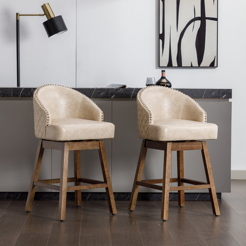 Nivelles Swivel Upholstered Counter Stool, Tan, Brown