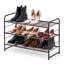 3 Tier 9 Pair Stackable Metal Shoe Rack, Expandable Shoe Storage Organizer Adjustable Shelf Height-1406527449-1344242703