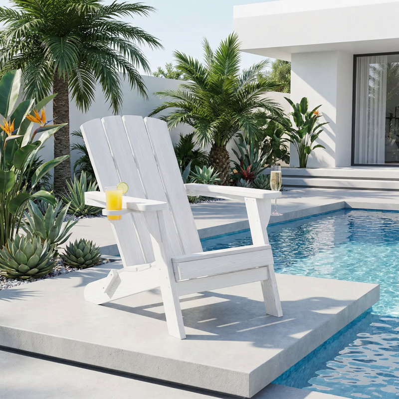 Chaise de patio pliante en PEHD Adirondack, Blanc