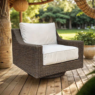 Chaise berçante pivotante pour l'extérieur Nautilus - tissu blanc