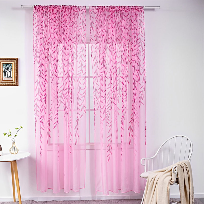 Dmarko Sheer Curtain Single Panel, Purple, 39.4" W x 106" L