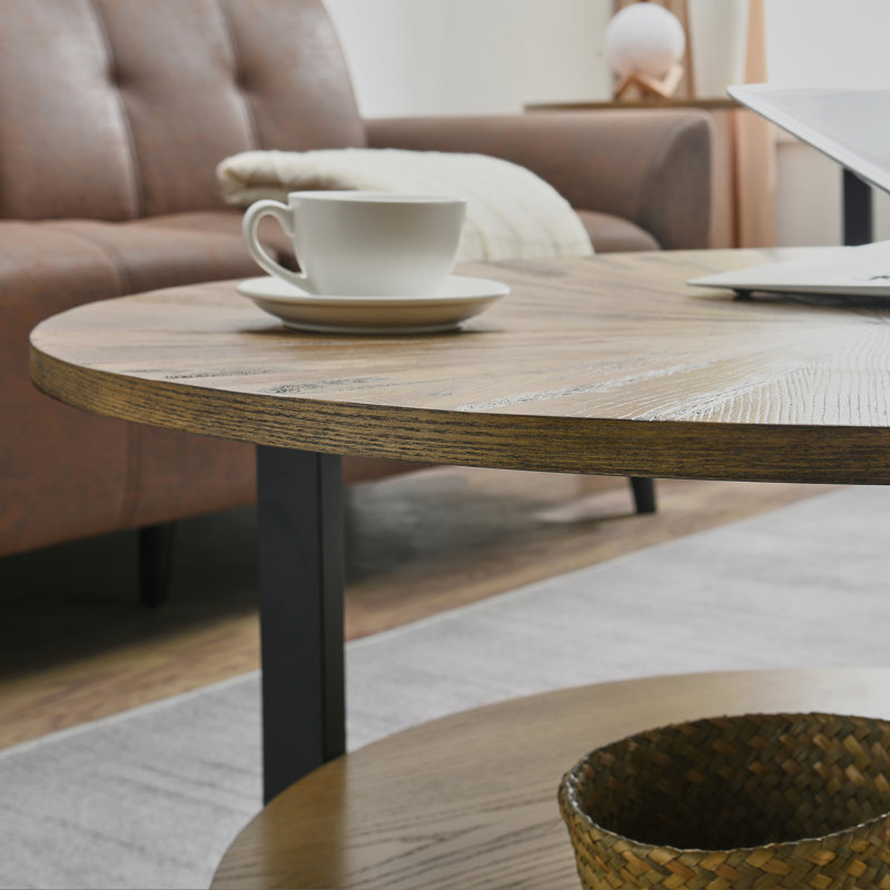 Table basse avec rangement Frame, Brun cendré / noir
