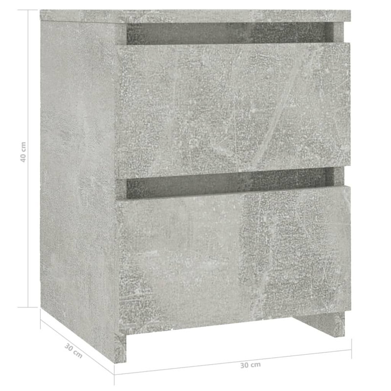 Demona 30 cm W Bedside Table, Concrete Grey