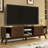 Knox Wooden TV Stand with PE Rattan Doors & Shelves-114312755