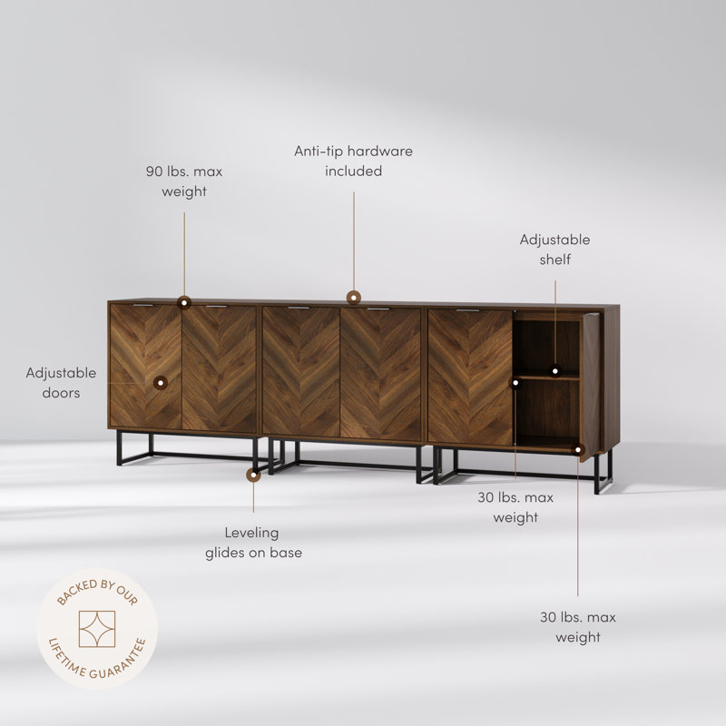 Vallejos 3-Pack Accent Cabinet Set or TV Stand, Walnut/Black