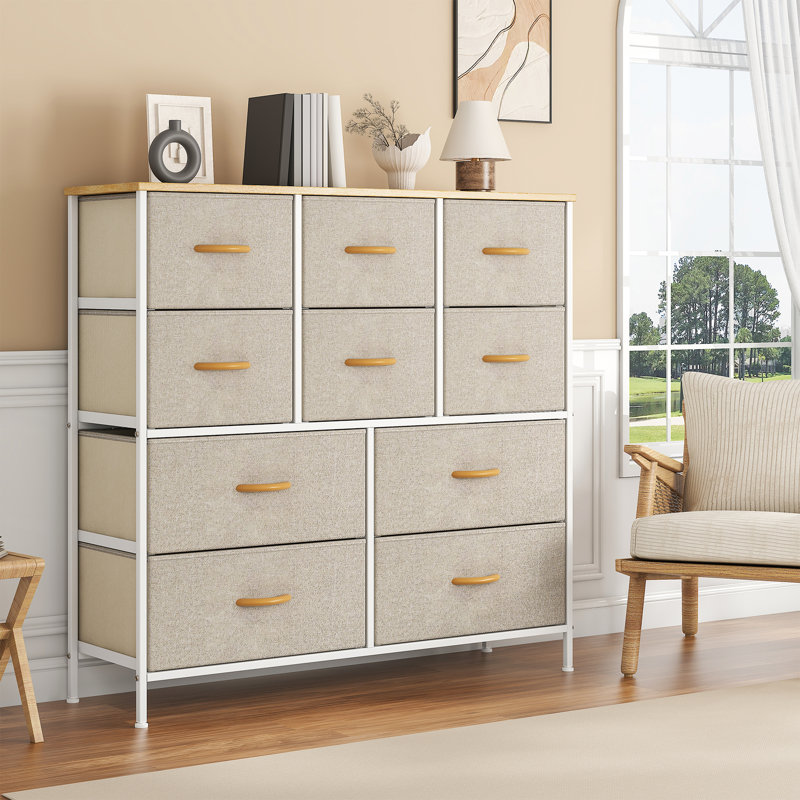 100 cm W Chest of 10 Drawers, Khaki
